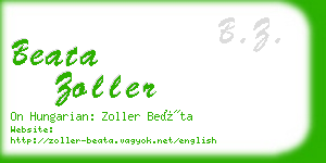 beata zoller business card